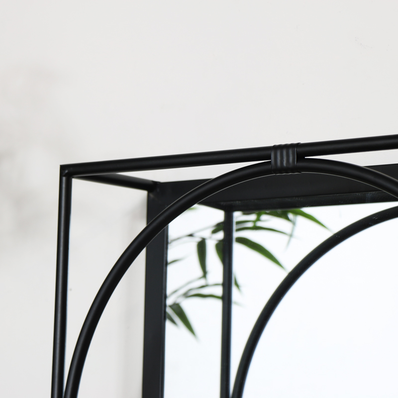 Black Framed Mirrored Shelf - Small