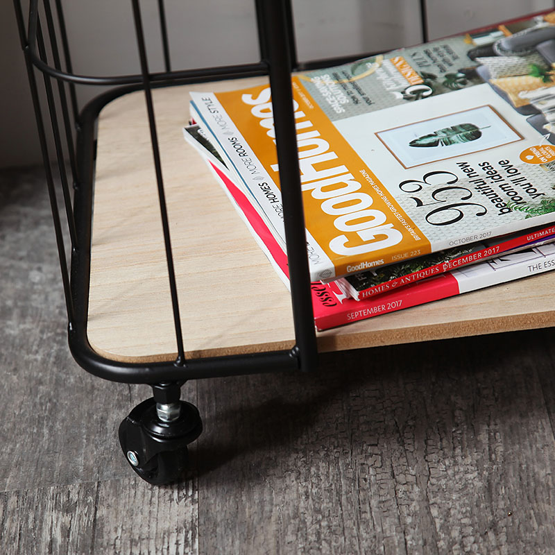 Black Metal Basket Trolley Table