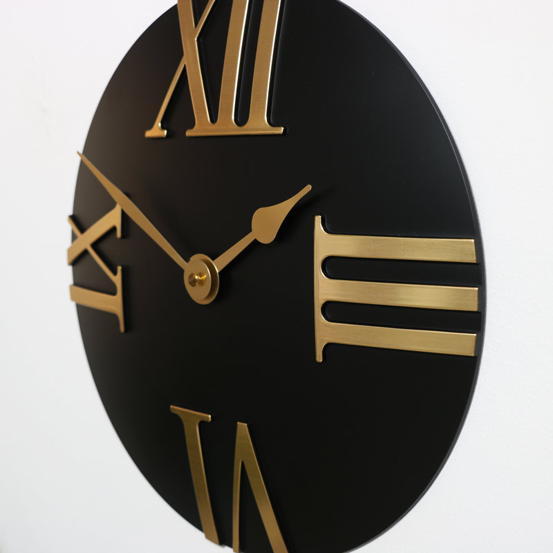 Black Wall Clock with Roman Numerals