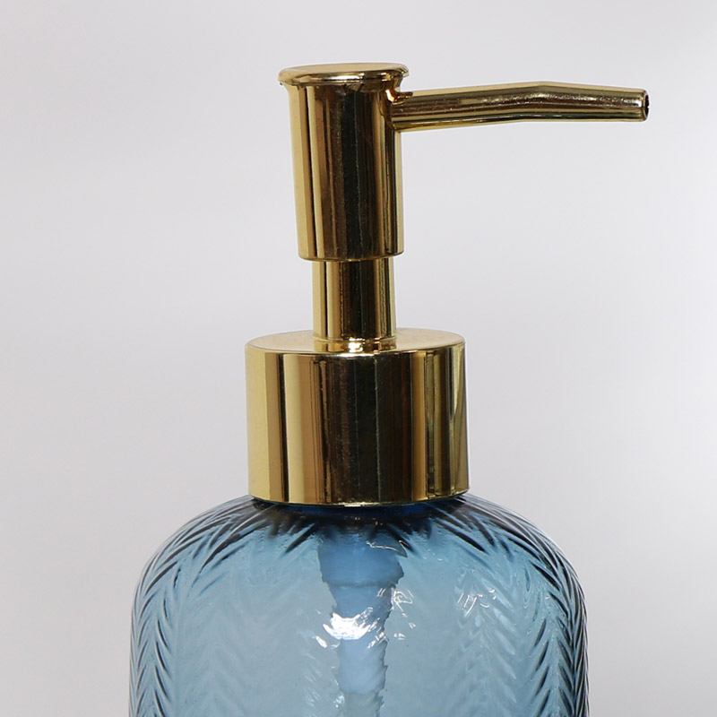 Blue Glass Bottle Soap / Lotion Dispenser