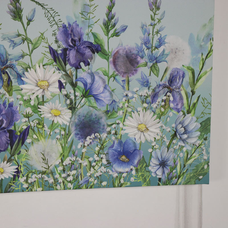 Blue Wildflowers Wall Mounted Canvas Print