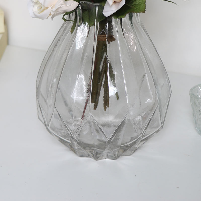 Clear Cut Glass Vase 