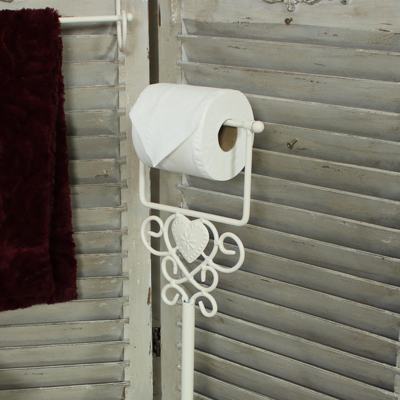 Cream Heart Floor Standing Toilet Roll Holder