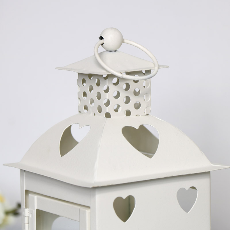 Cream Heart Tealight Candle Lantern