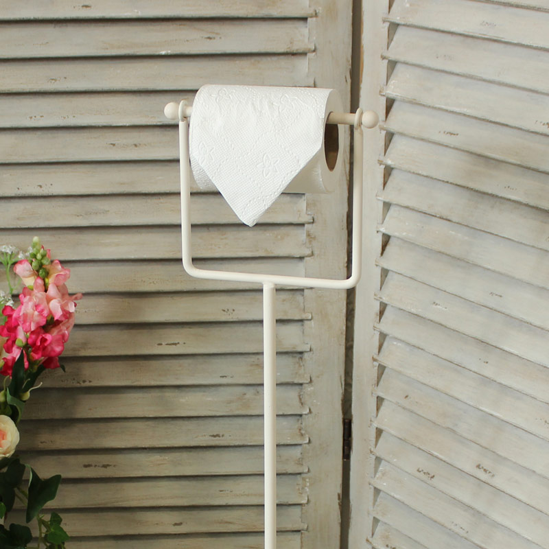 Cream Floor standing Toilet Roll Holder 