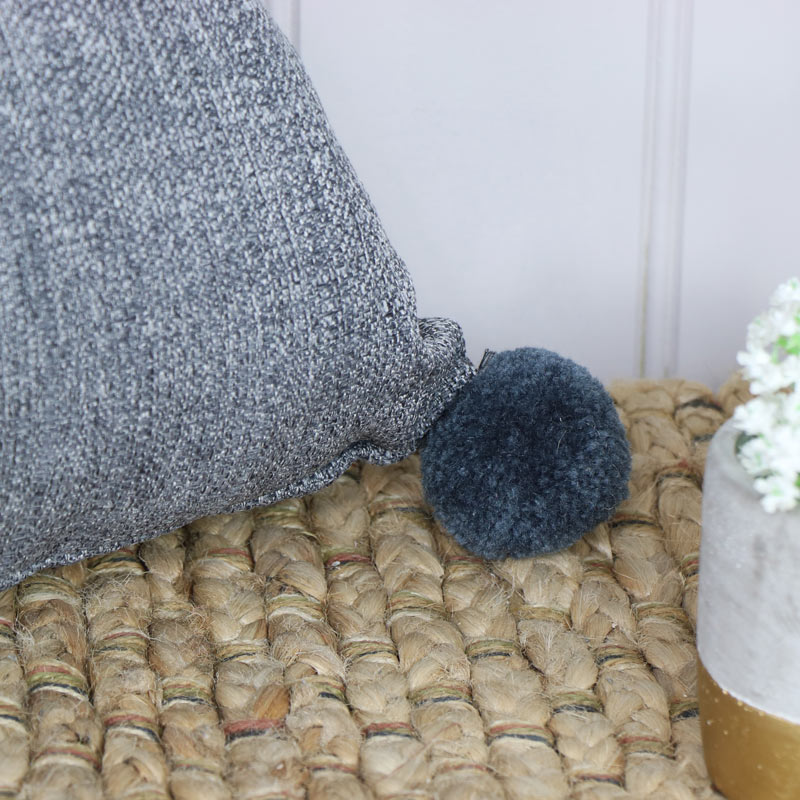 Dark Grey Pom Pom Scatter Cushion