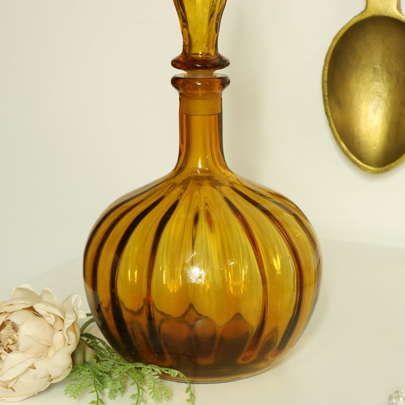 Decorative Amber Glass Apothecary Jar