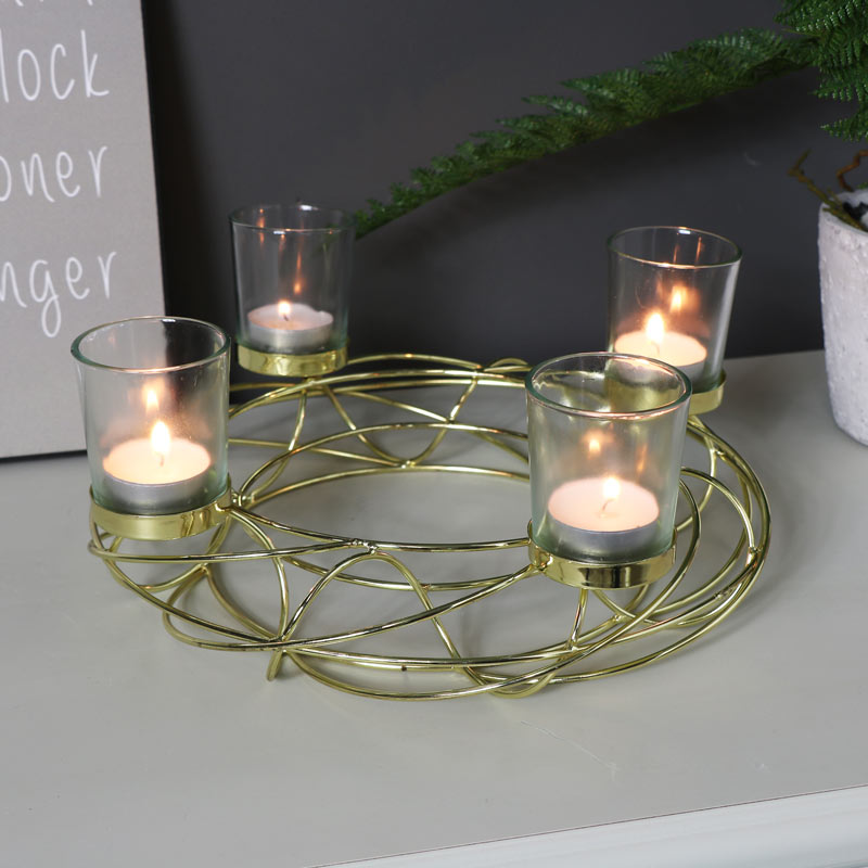 Decorative Gold Wire Tealight Candle Holder