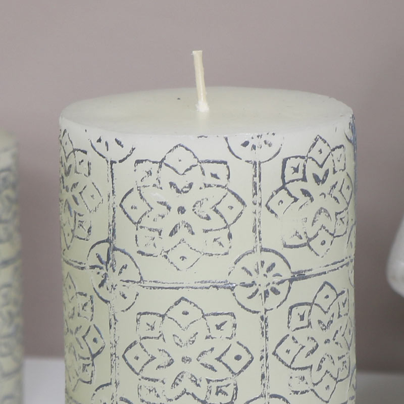 Decorative White Pillar Candle