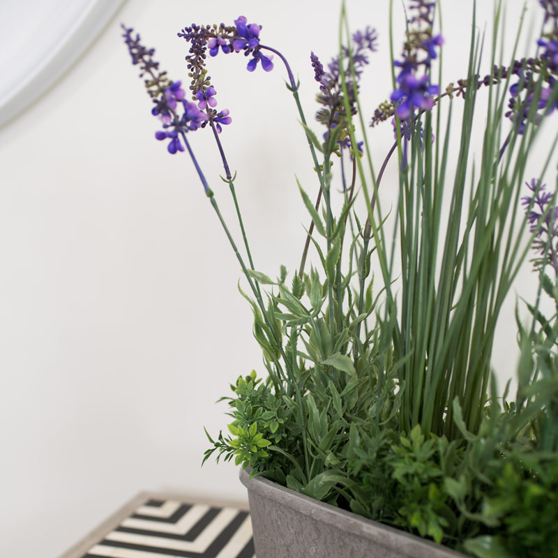 Faux Lavender in Grey Pot