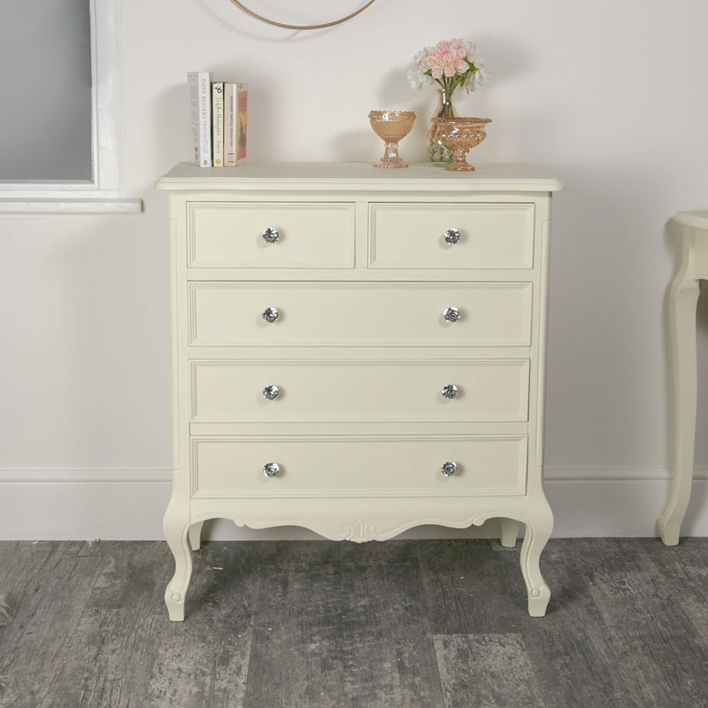 Five Drawer Chest Of Drawers Elise Cream Range Melody Maison
