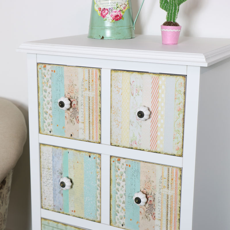 Floral 8 Drawer Tallboy Chest of Drawers