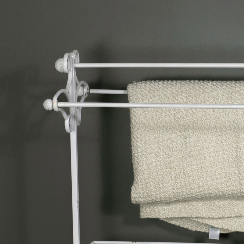 Freestanding Metal Towel Rail with Basket Storage