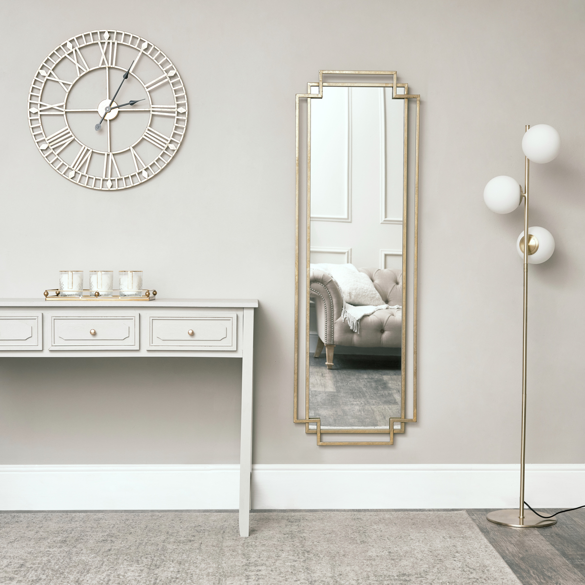 Gold Art Deco Wall Mirror 142cm x 47cm