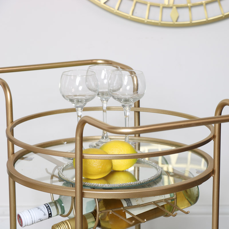 Gold Glass Drinks Trolley 