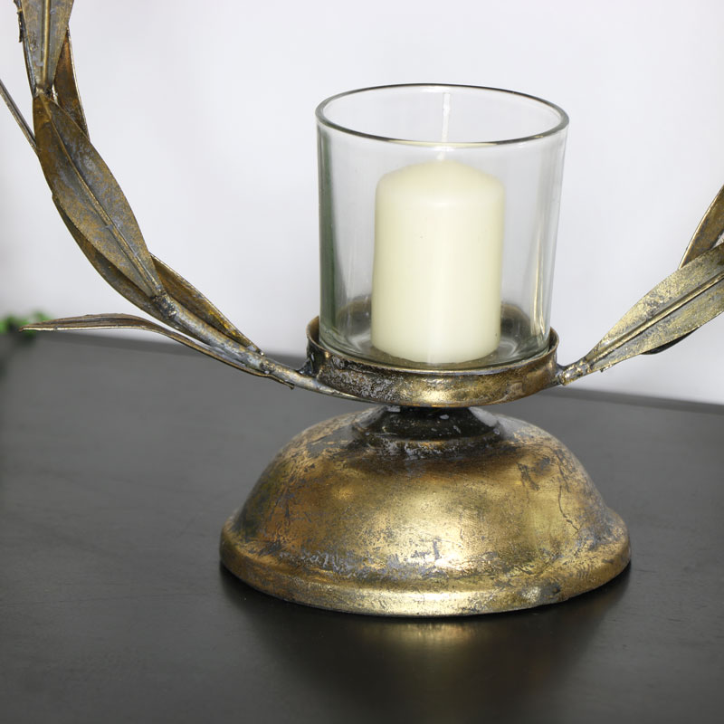 Gold Leaf Candle Holder