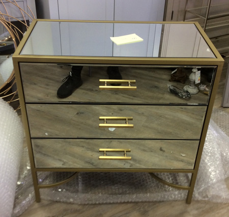 Gold Mirrored Chest of Drawers - Venus Range DAMAGED SECOND ITEM 8168