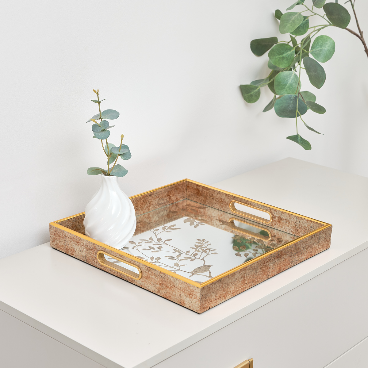 Gold Printed Mirrored Tray