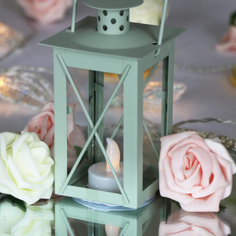 Green LED Candle Lantern