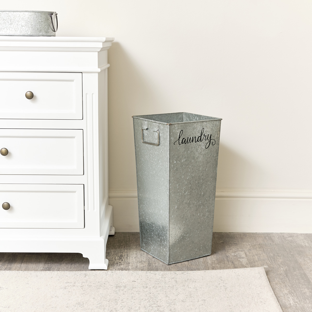 Grey Galvanised Laundry Bin