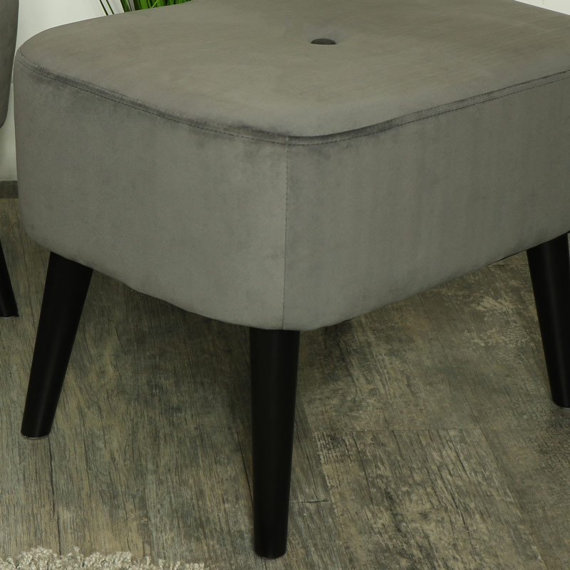 Grey Velvet Low Stool