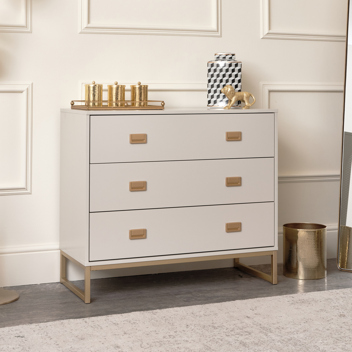 Large 3 Drawer Chest of Drawers - Elle Stone Range | Melody Maison