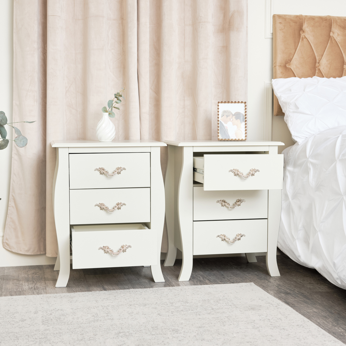 Large 3 Drawer Chest of Drawers & Pair of Bedside Tables - Elizabeth Ivory Range