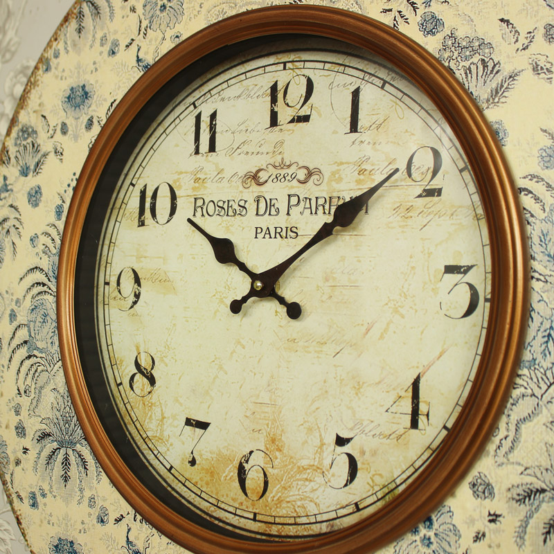 Large Cream Floral Wall Clock