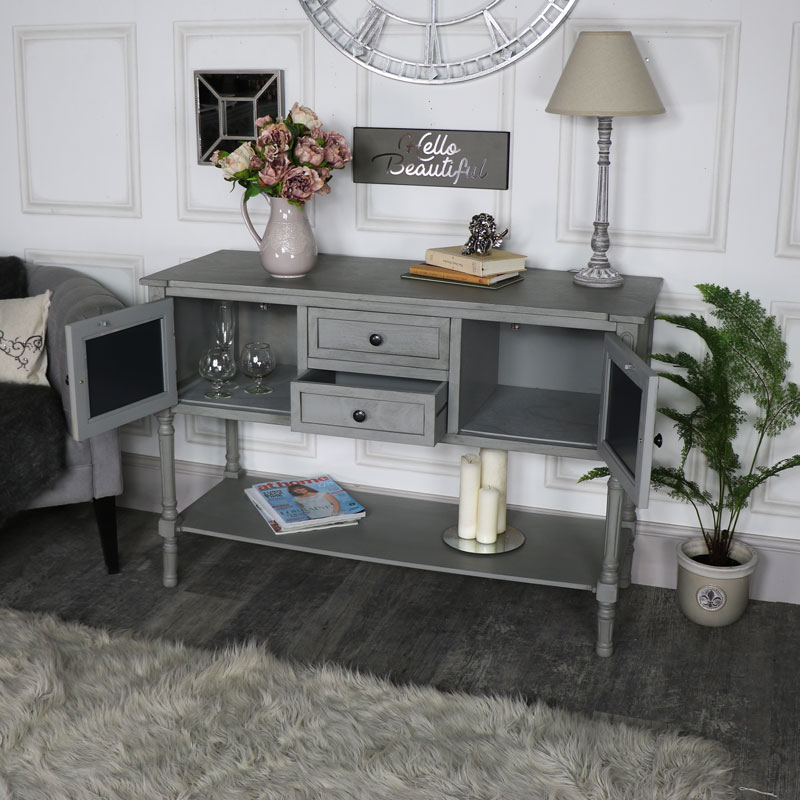 Large Grey Mirrored Sideboard Storage – Vienna Range DAMAGED SECOND 1045