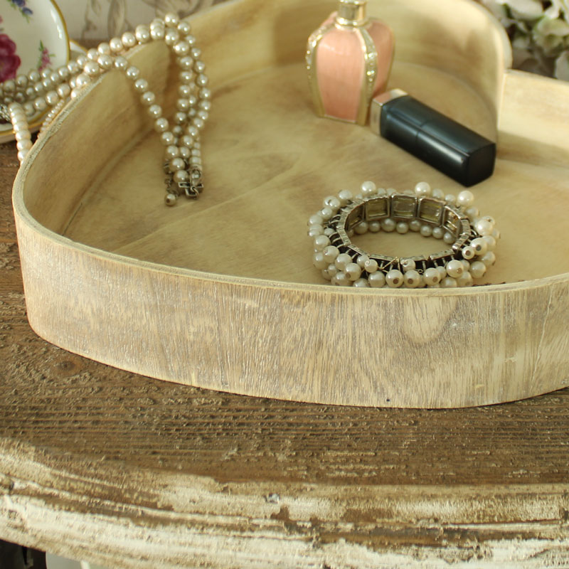 Large Heart Shaped Wooden Tray