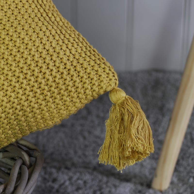 Large Mustard Yellow Knitted Scatter Cushion