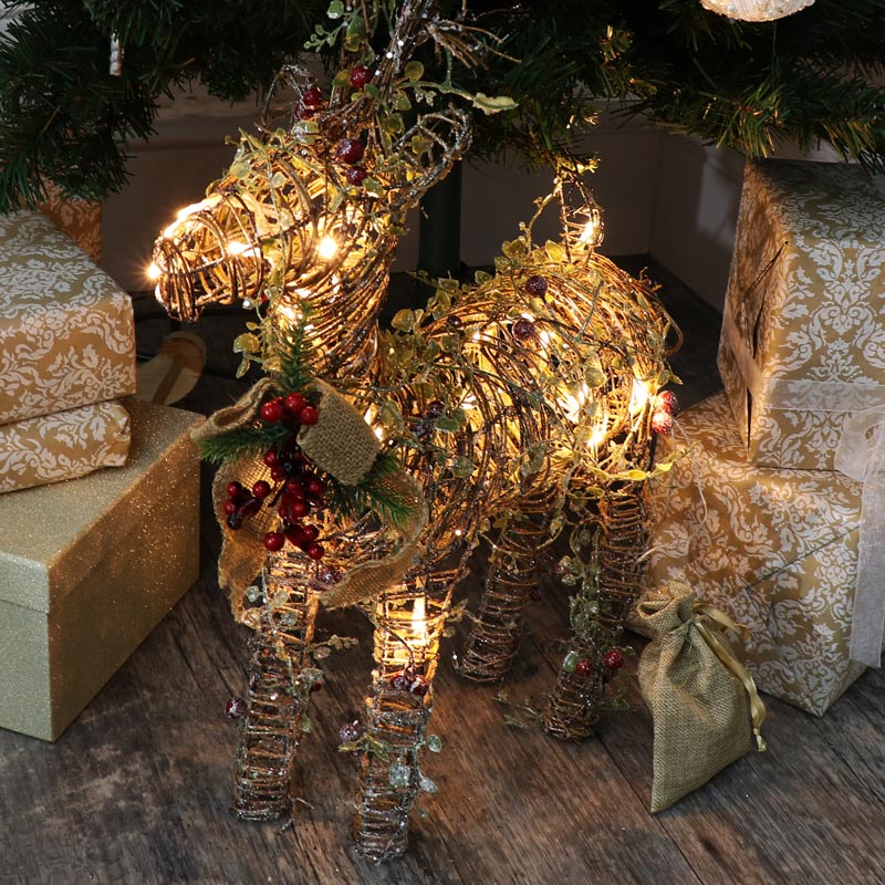 Large Rattan LED Light Up Christmas Reindeer