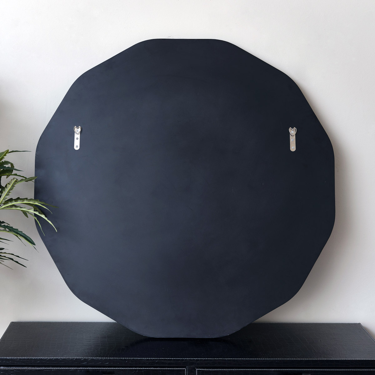 Large Round Black Scalloped Wall Mirror 90cm x 90cm