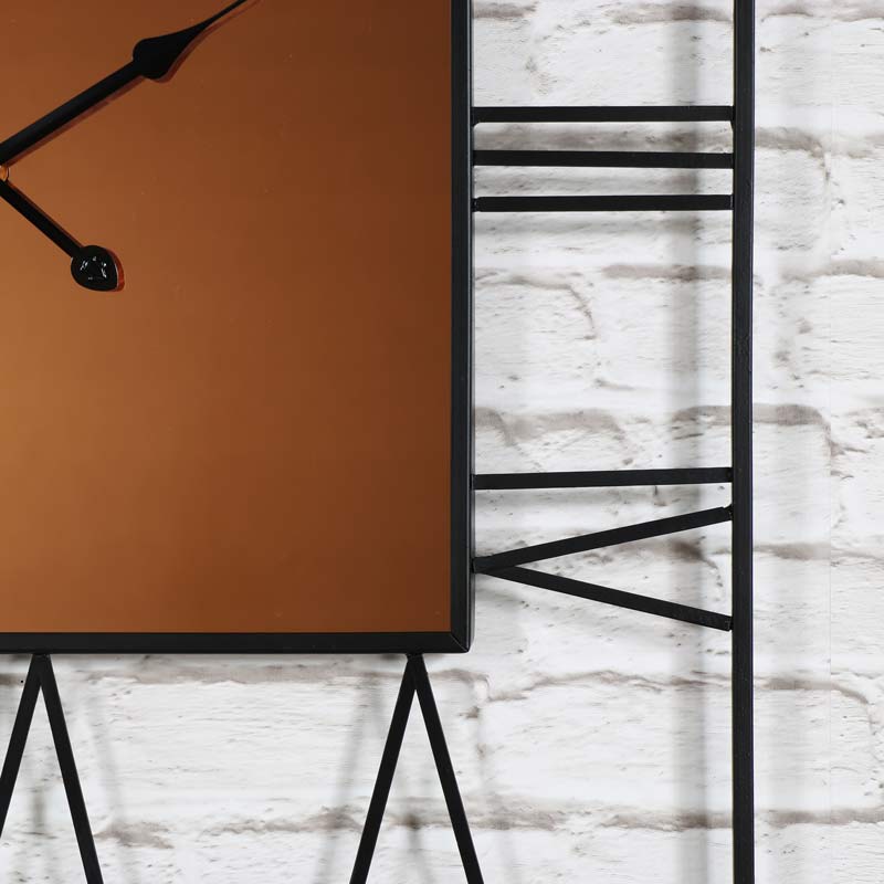 Large Square Copper & Black Skeleton Clock