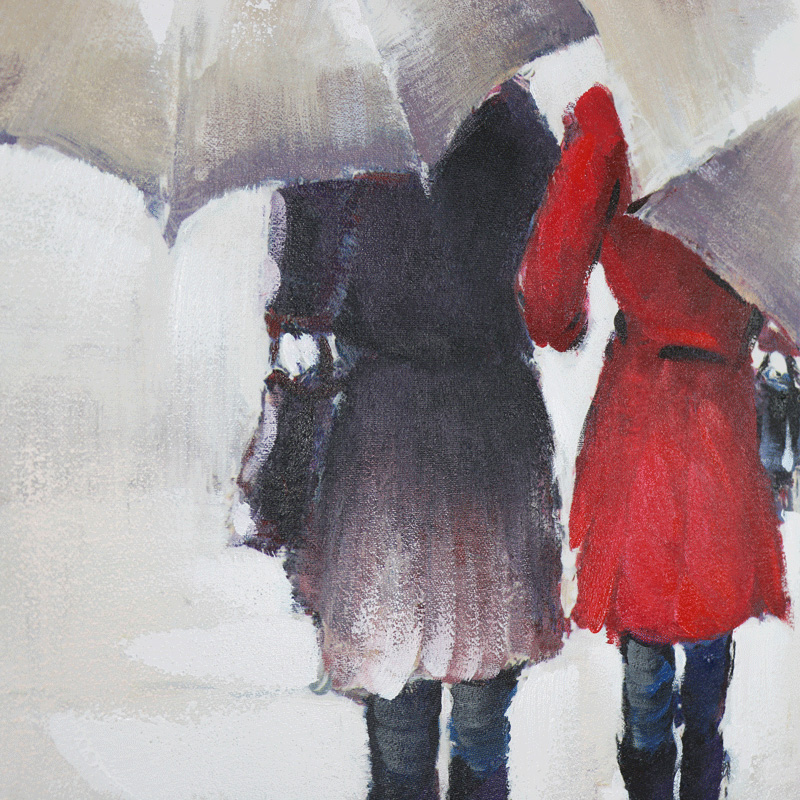 Large Walking in the Rain Wall Mounted Canvas Print