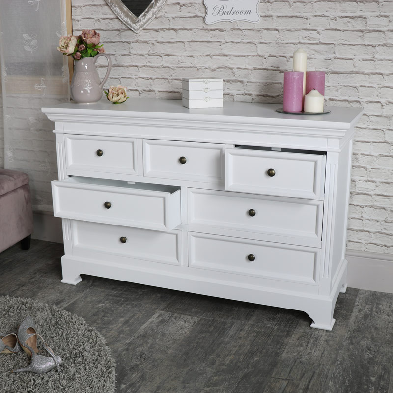 Large White 7 Drawer Chest of Drawers - Daventry White Range DAMAGED SECOND 1046