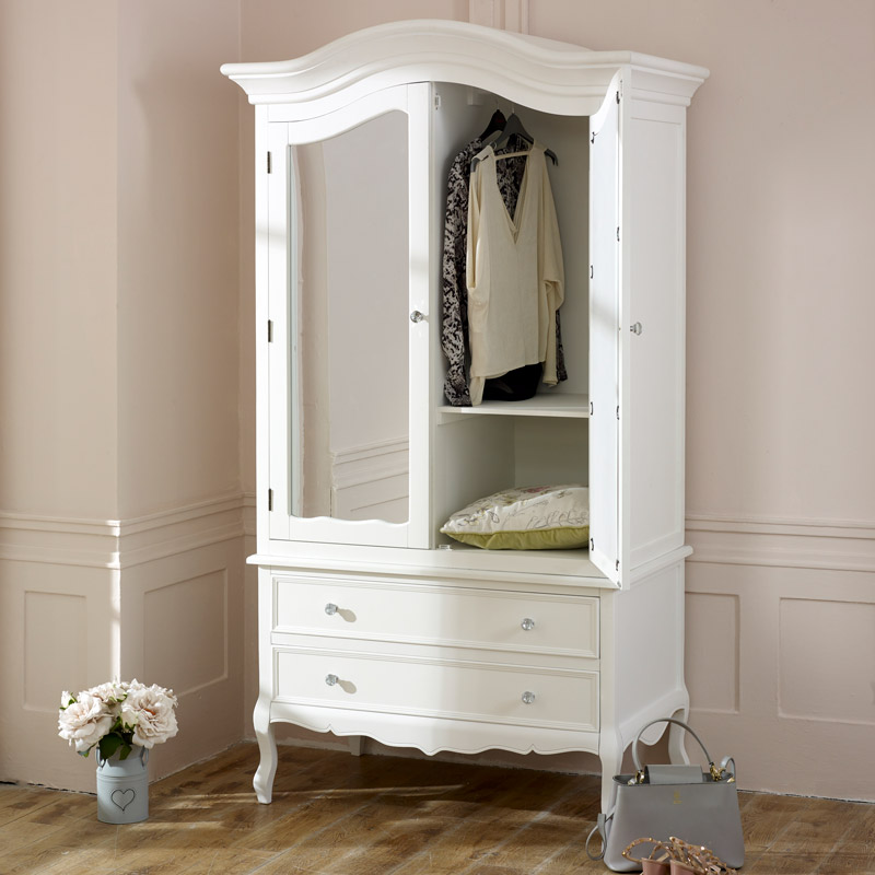 Details About Large White Double Mirrored Wardrobe French Bedroom Furniture Clothing Storage