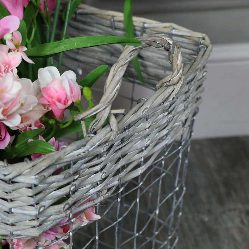 Large Wicker & Metal Storage Basket