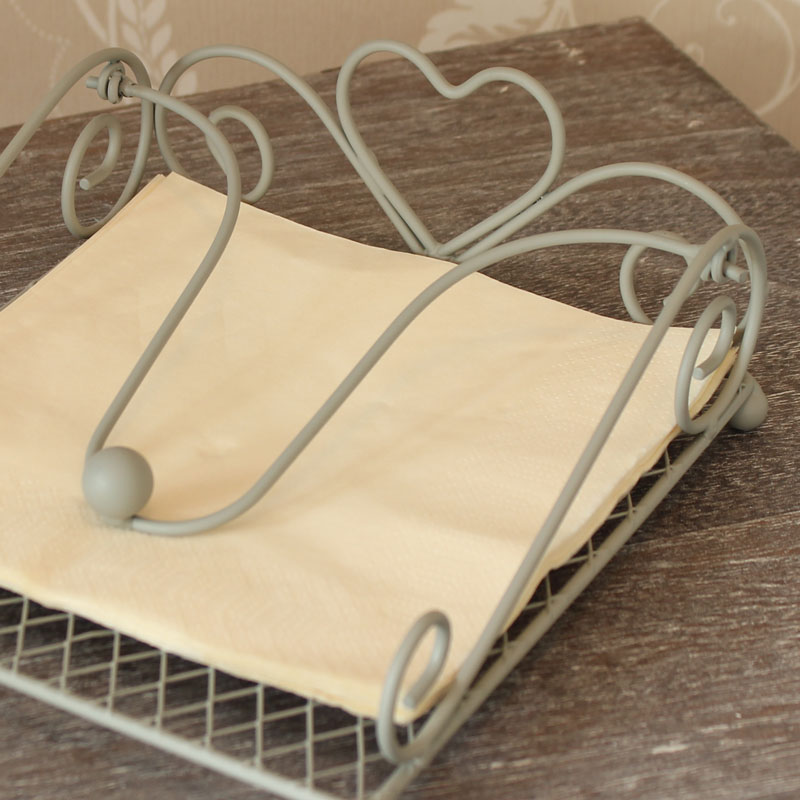 Grey Heart Napkin Holder