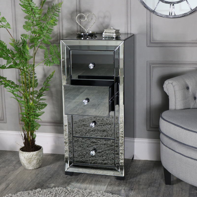 Mirrored Tallboy Chest of Drawers - Verona Range DAMAGED SECOND 3814