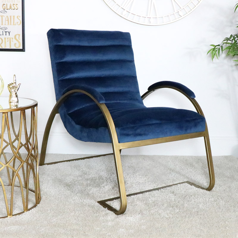 navy and white armchair