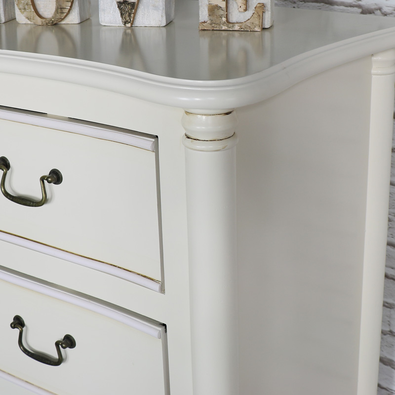 Ornate Antique Cream 4 Drawer Chest of Drawers - Adelise Range