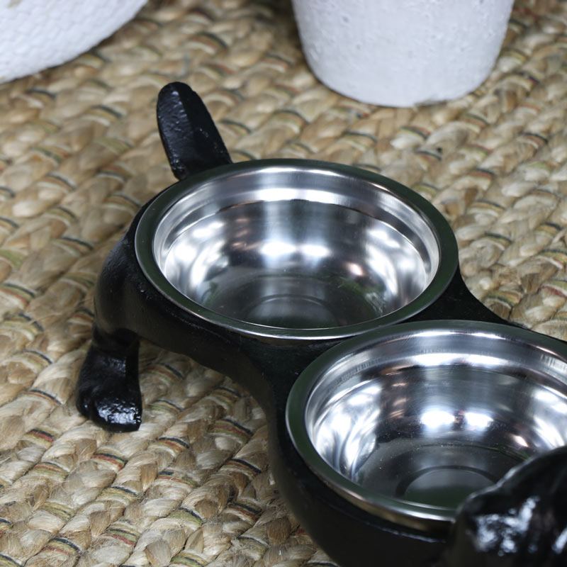 Pair of Dog Bowls in Ornate Stand