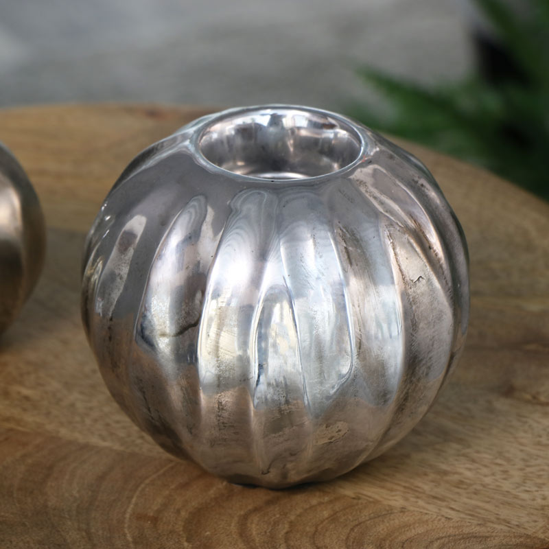 Metallic Silver Tealight Holders