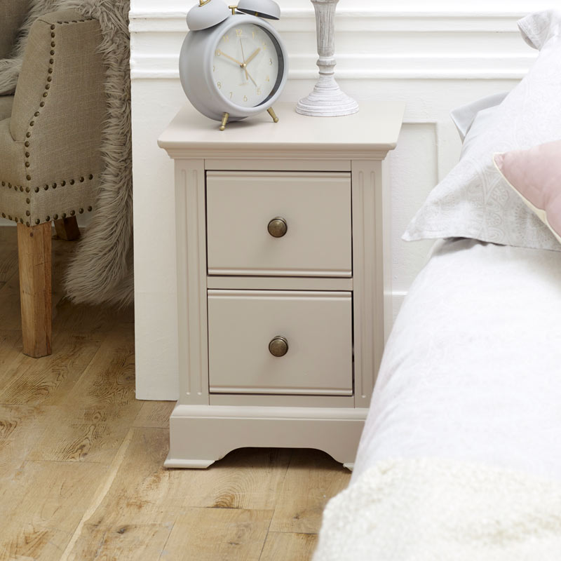 Pair of Slim Taupe-Grey Bedside Tables - Davenport Taupe-Grey Range