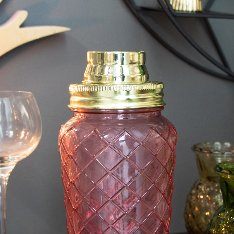 Pink Glass Boudoir Cocktail Shaker