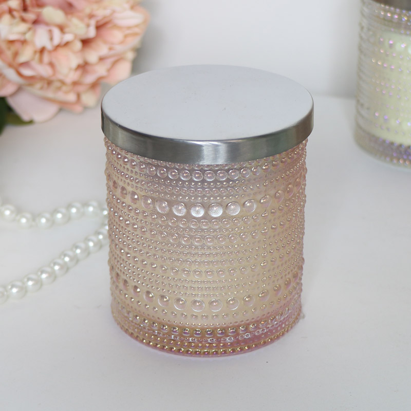 Pink Glass Candle Pot - Peony & Silk 