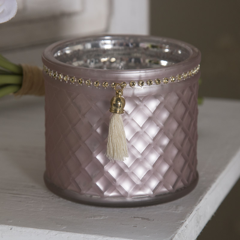 Pink Glass Tealight Holder