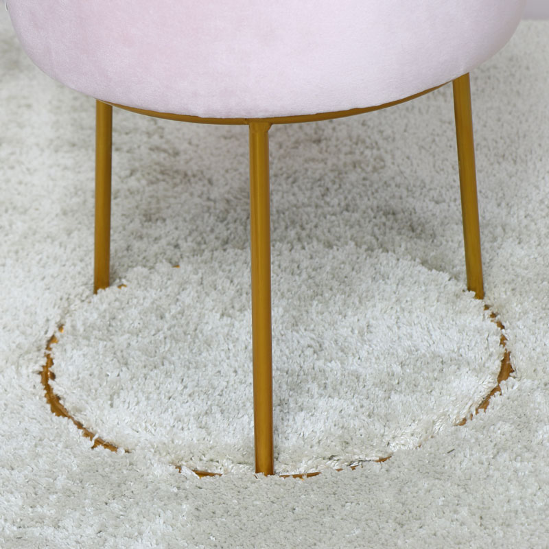 Pink Velvet Stool with Round Gold Base