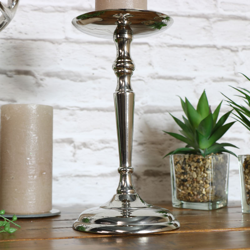 Silver Tall Candle Holder